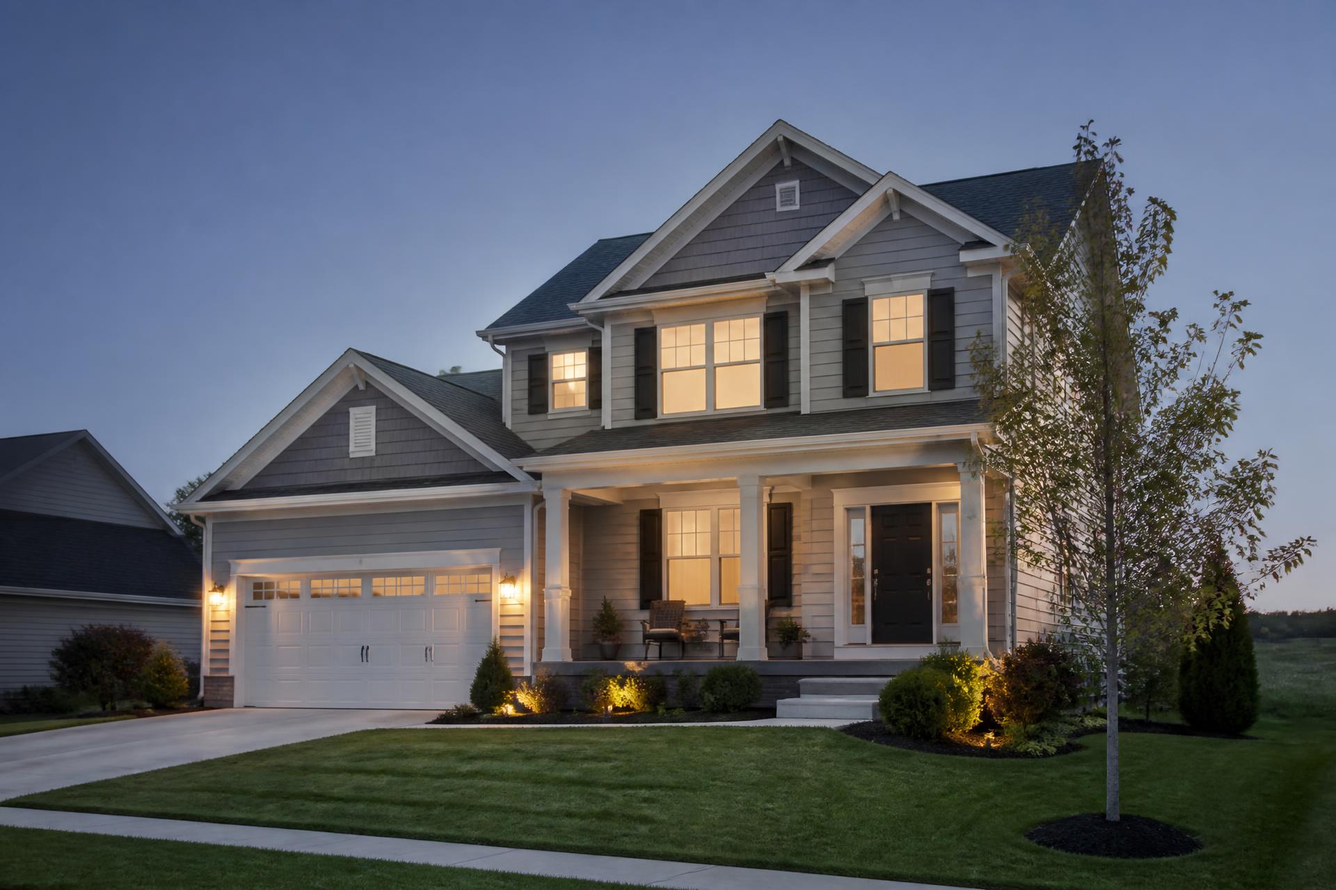 Well-maintained vacant residential property at dusk in Colorado